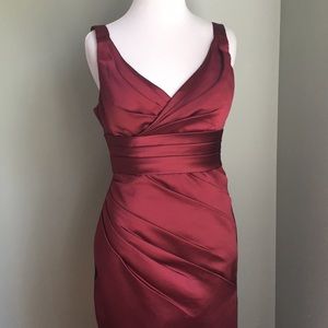 Bill Levkoff satin wine dress